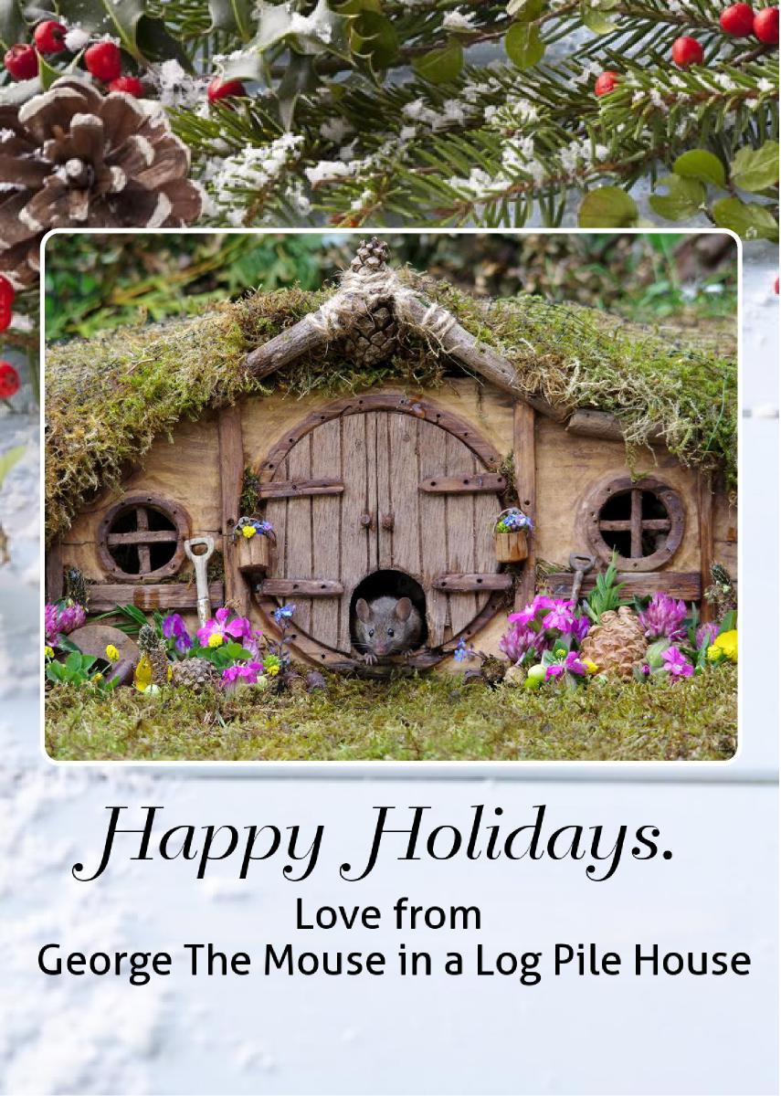 George The Mouse in a Log Pile House 2019 card