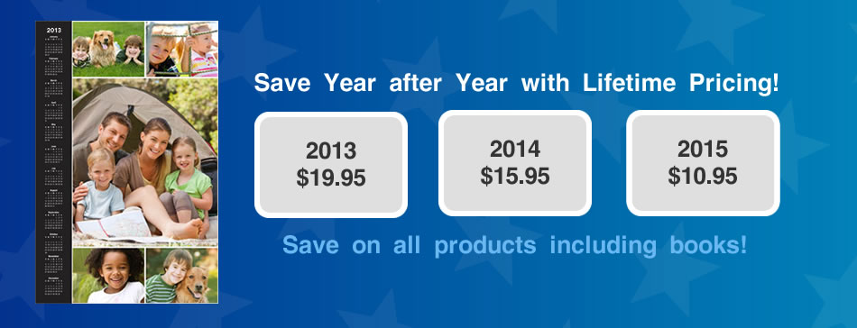 lifetime pricing on photo calendars