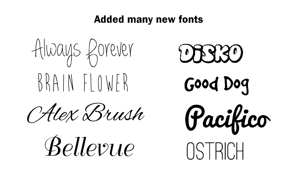added many new fonts