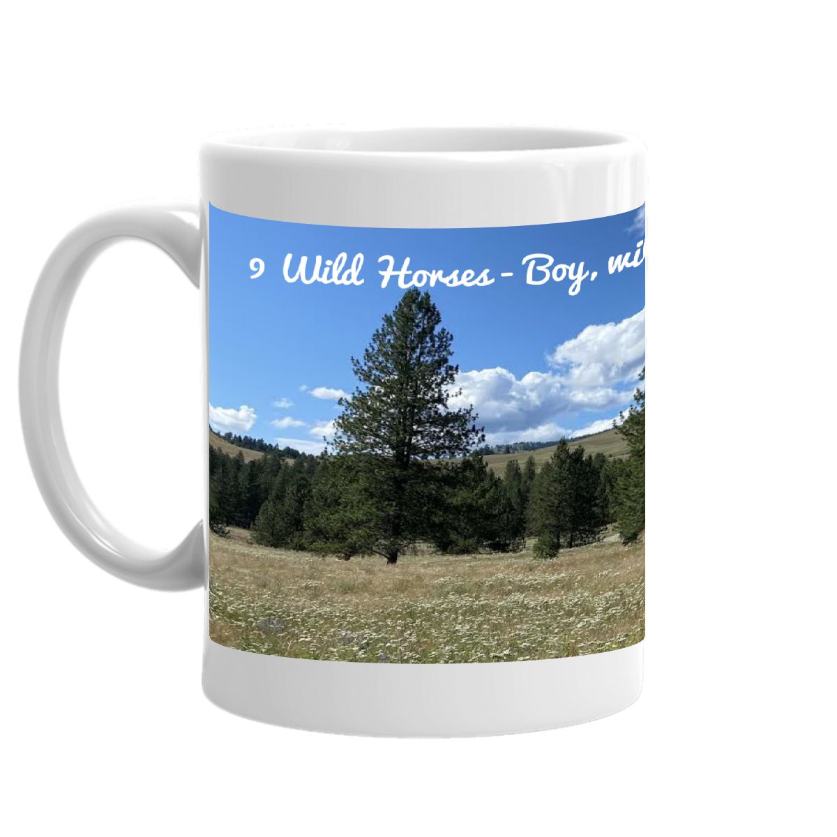 9 Wild Horses 15 oz coffee mug with Boy