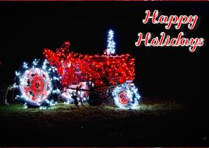 Happy Holiday lighted Tractor