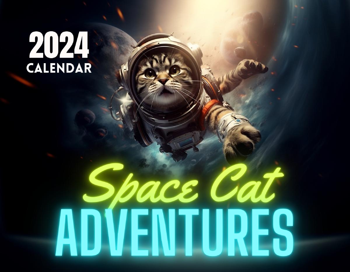 Space Cat Adventures 2024 Wall Calendar