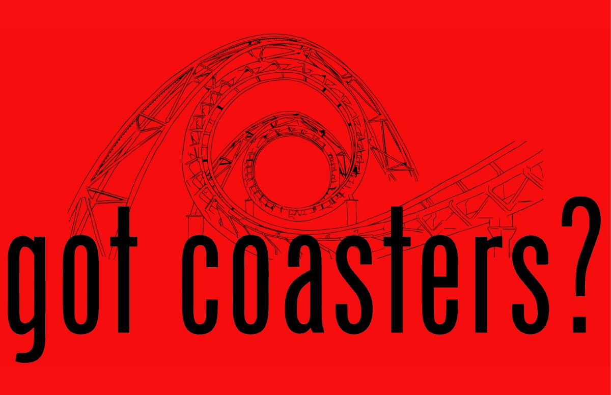 Got Coasters? Red Background Poster Print