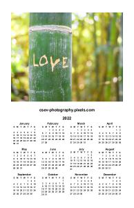 001 2022 LOVE Bamboo Poster Calendar