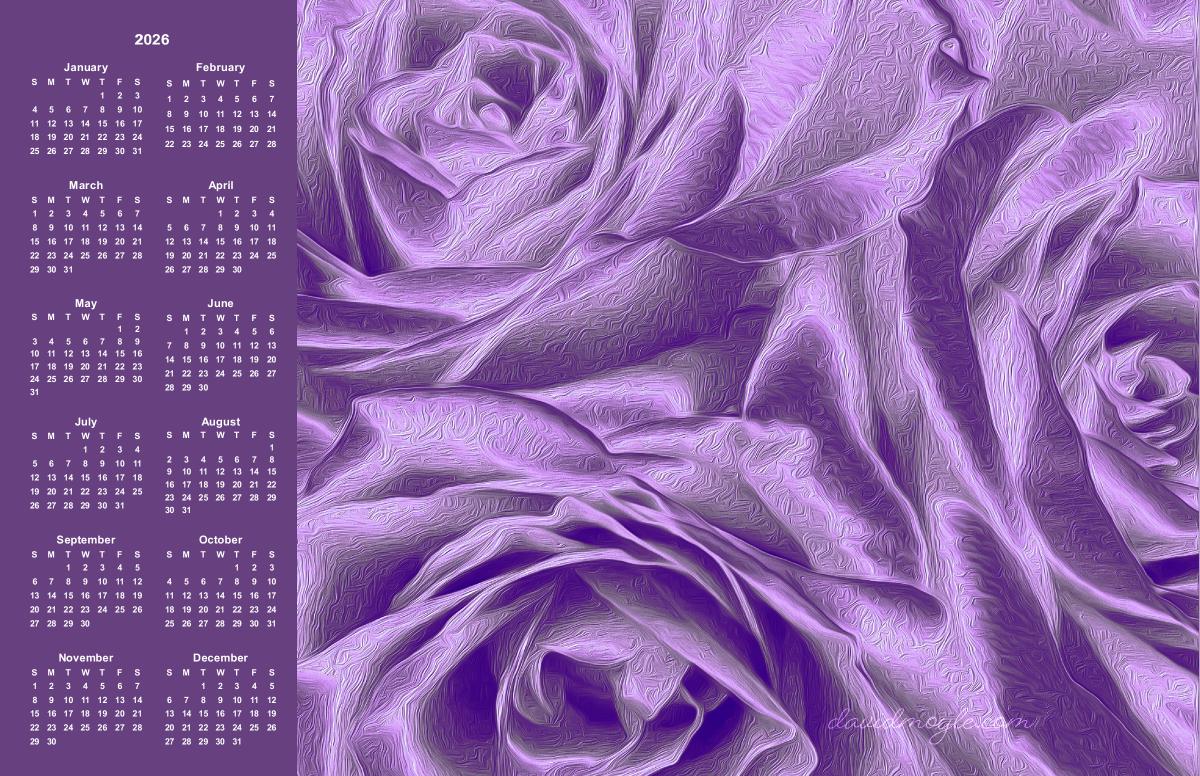 Purple Roses Poster Calendar