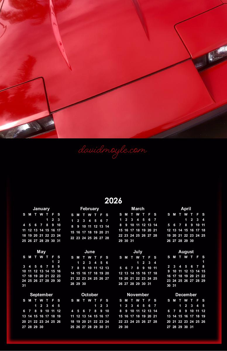 1980s Red Sports Car Poster Calendar