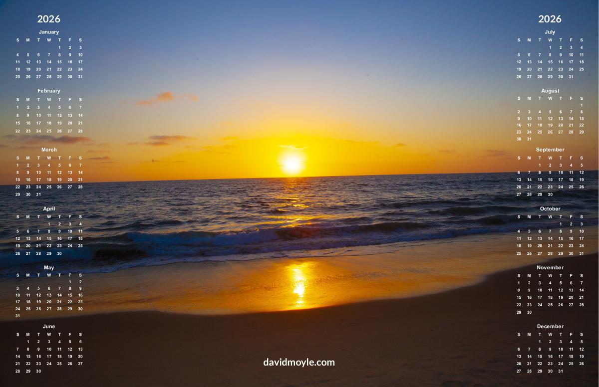 SoCal Beach Sunset Poster Calendar