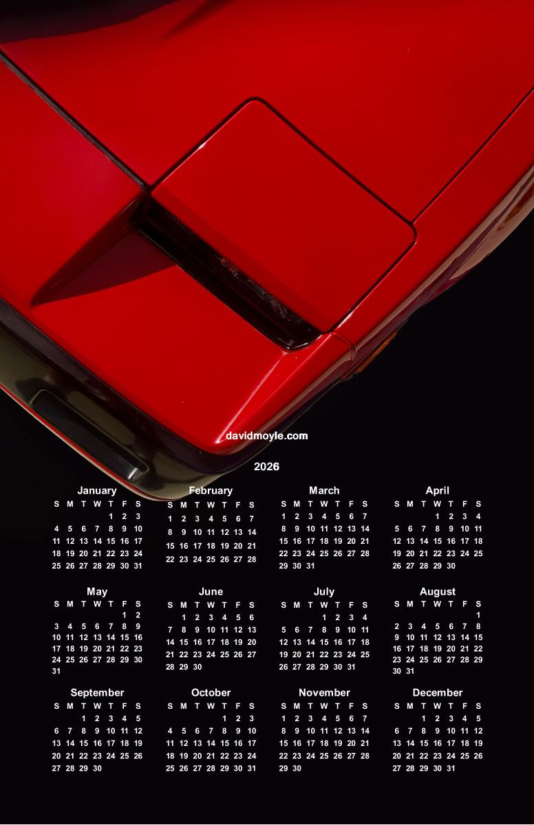 Red 80s Sportscar Poter Calendar