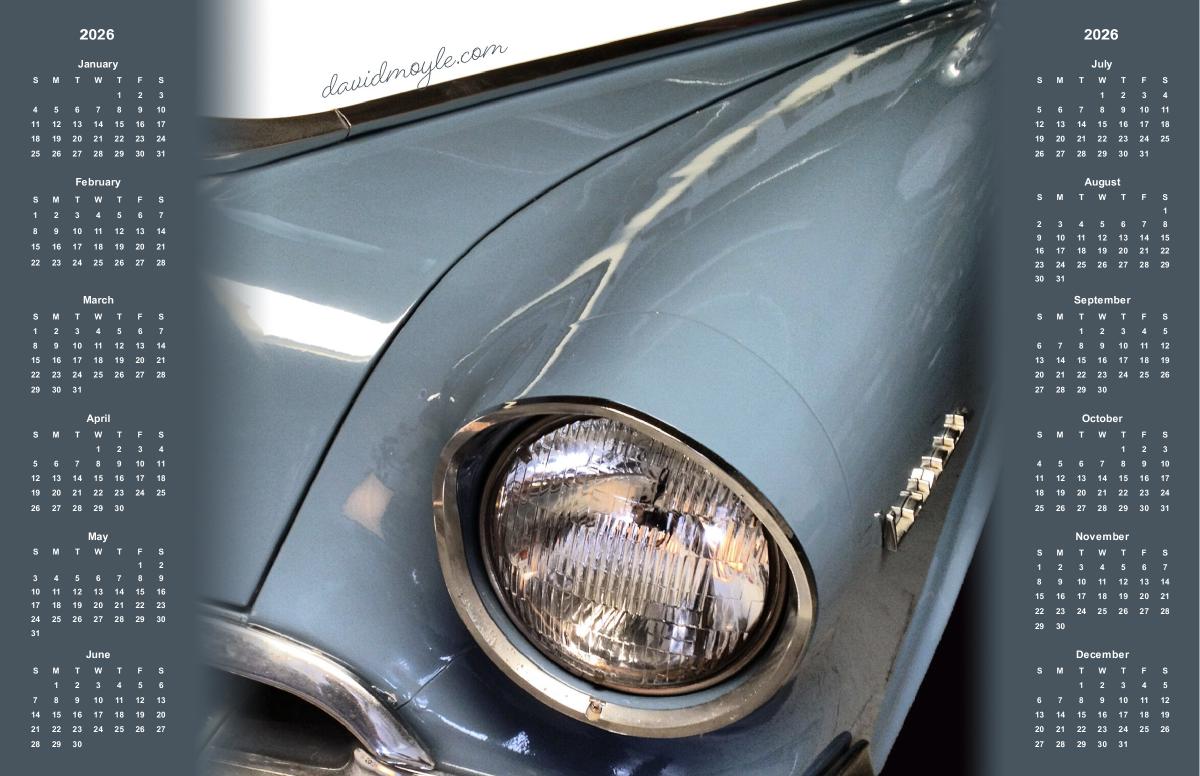 Blue 1950s Classic Car Poster Calendar