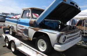 Blue and White Junker Truck