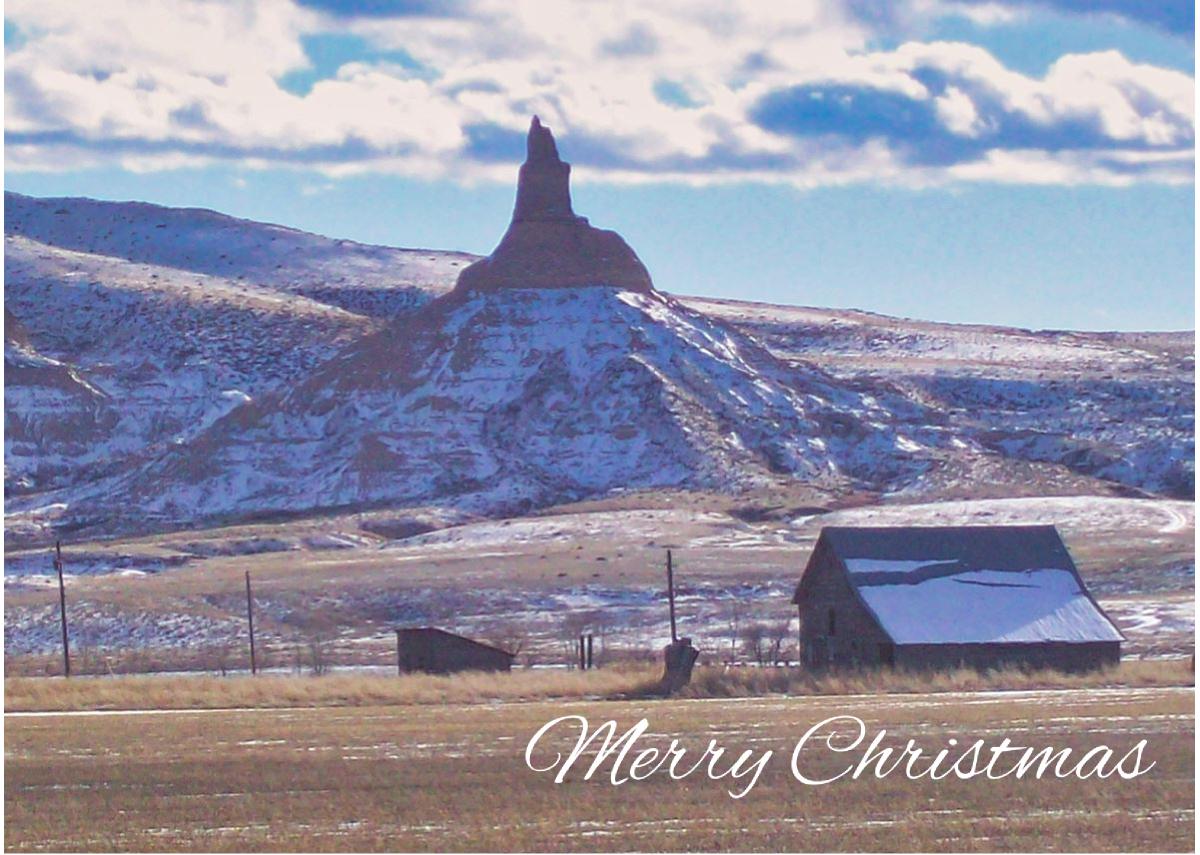 Merry Christmas Snowy Chimney Rock Card
