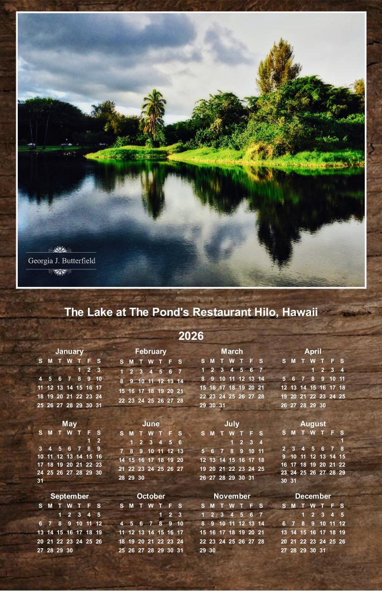 Pond's Lake Hilo, HI Poster Calendar