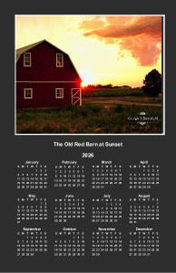 The Old Red Barn at Sunset Poster Calendar