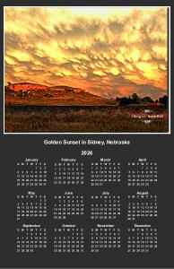 Golden Sunset Poster Calendar