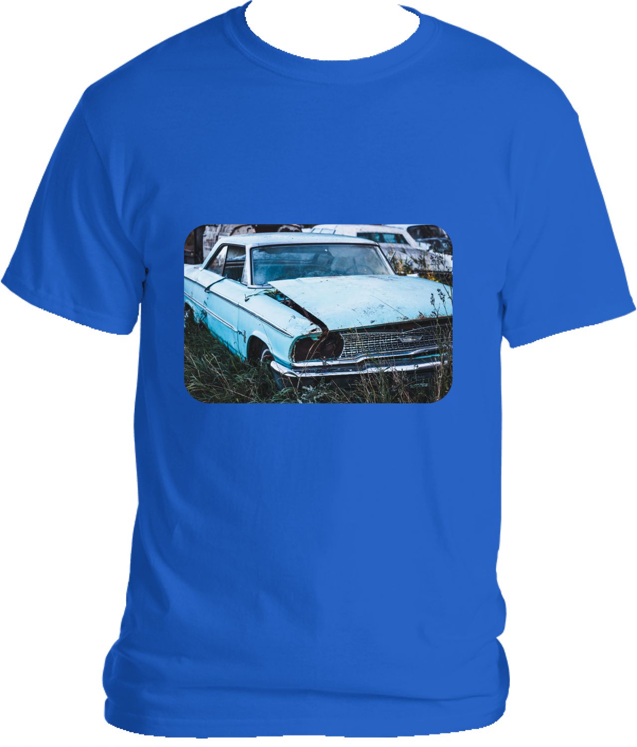 Blue Broken car T-shirt