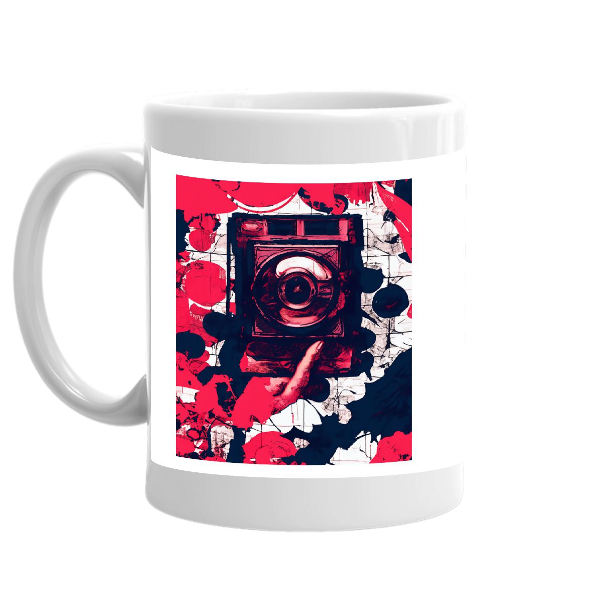 camera and logo mug