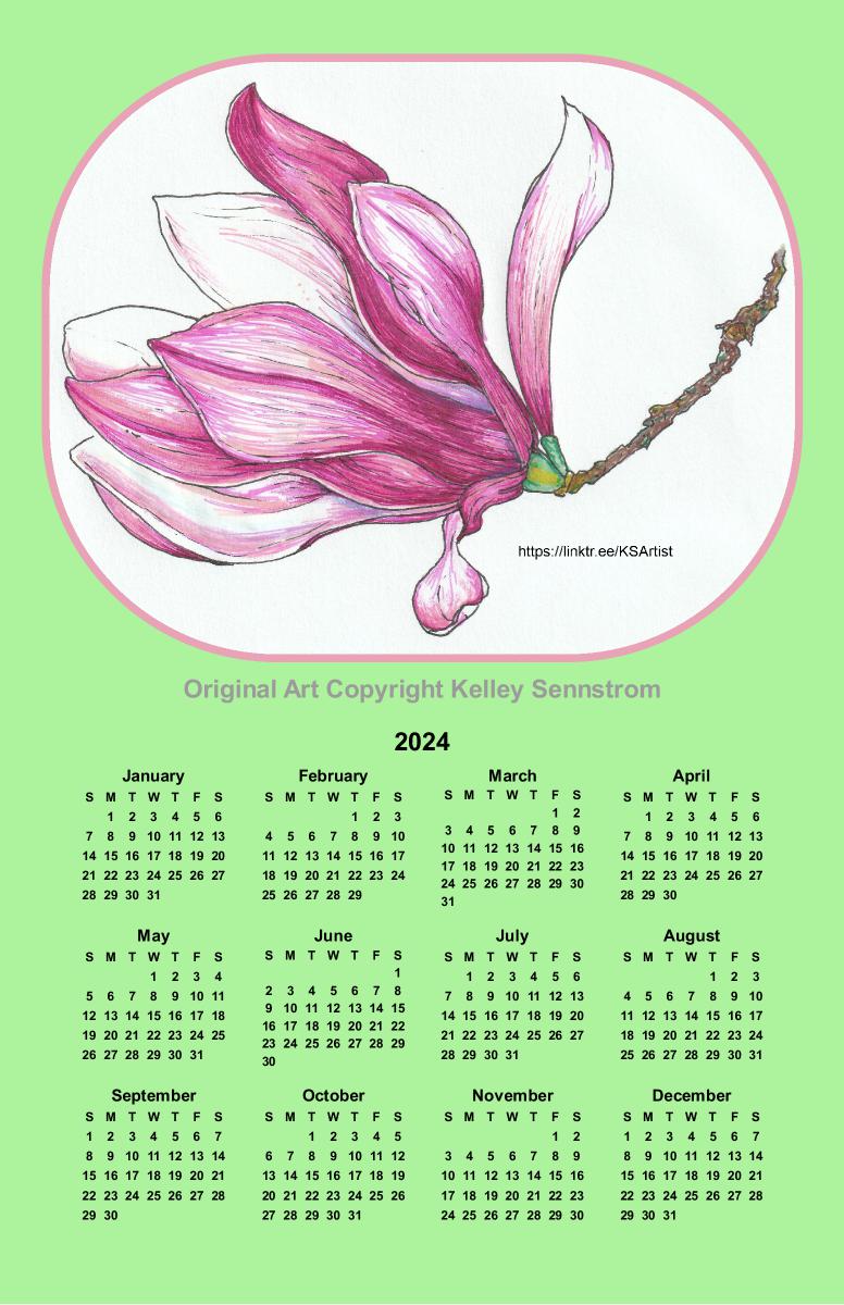 Spring Bloom Wall Calendar Art by Kelley Sennstrom