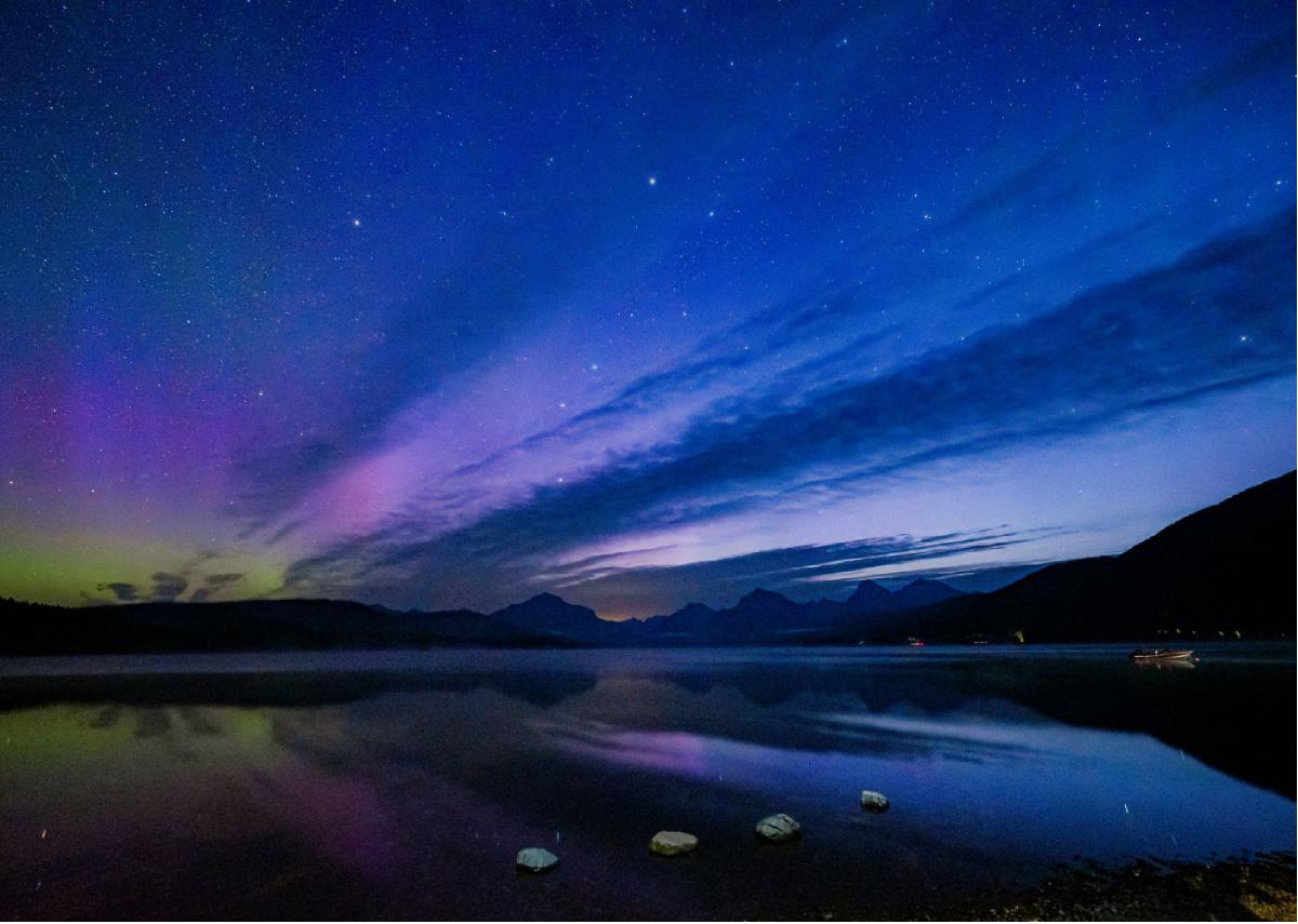 Aurora Borealis at Lake McDonald-2 Greeting Card
