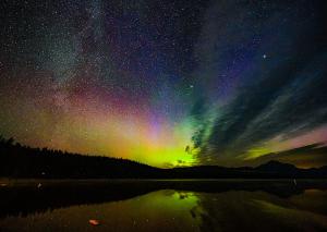 Aurora Borealis Lake McDonald-1 Greeting Card