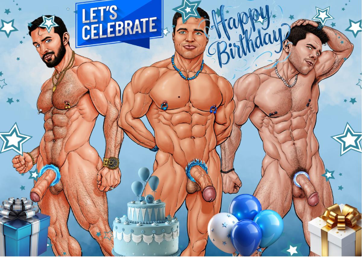 CLX Greeting Card Birthday Models Trio 3 NSFW