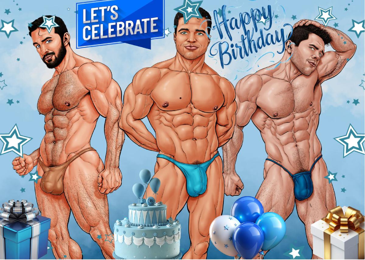 CLX Greeting Card Birthday Models Trio 2 SFW