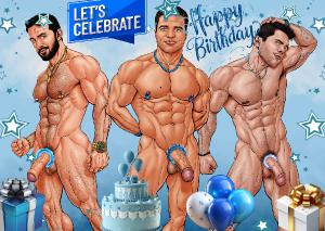 CLX Greeting Card Birthday Models Trio 3 NSFW