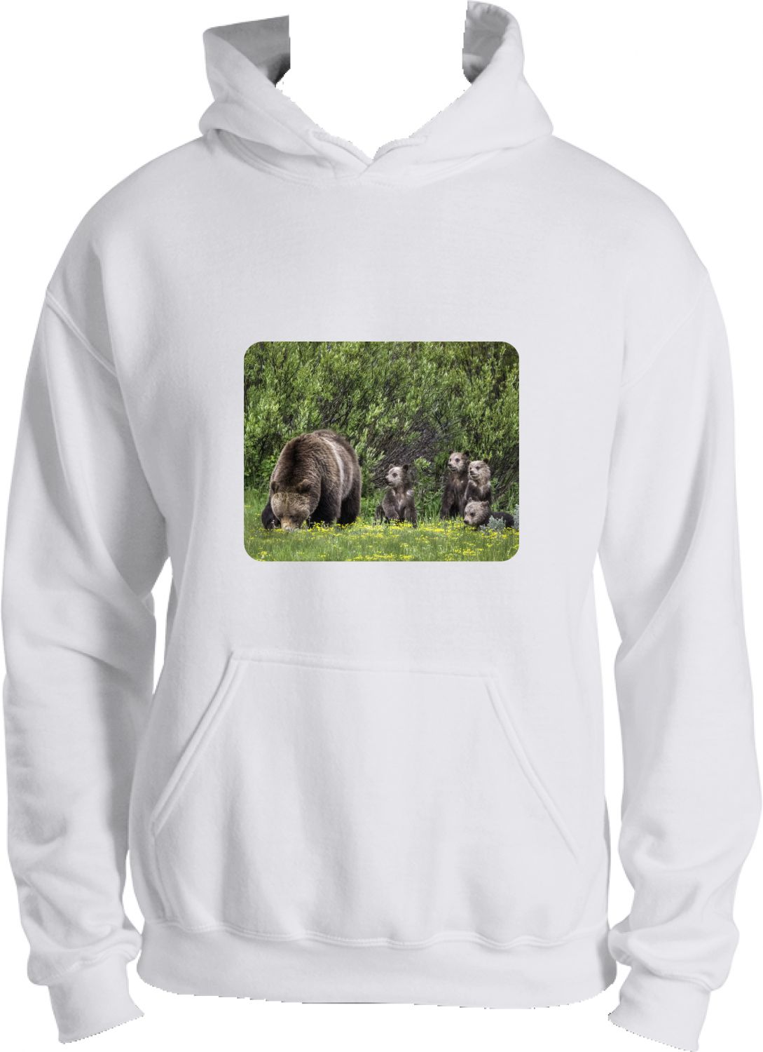 Grizzy Bear Sow and Quad Cubs Hoodie