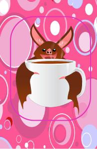 Cute Bat hugging a Cup of Hot Coffee