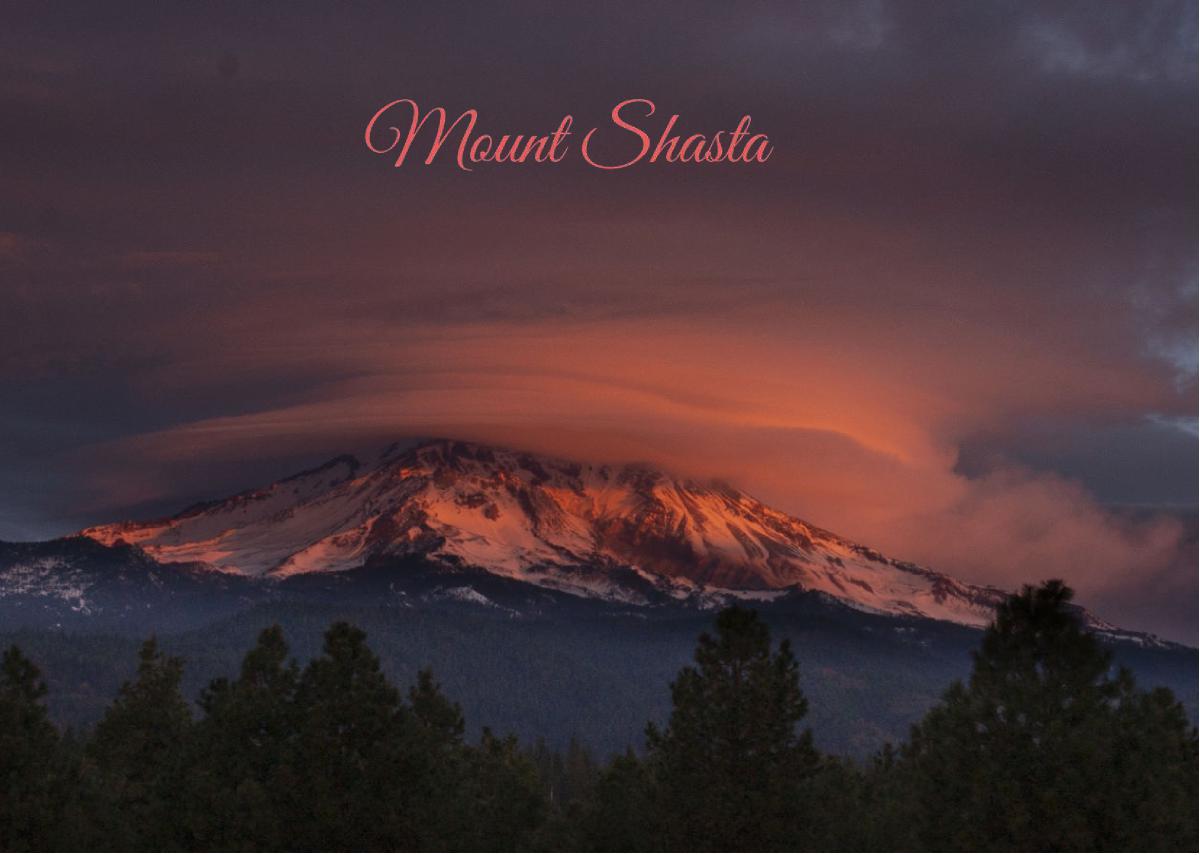 Post Card Mount Shasta lenticular sunrise
