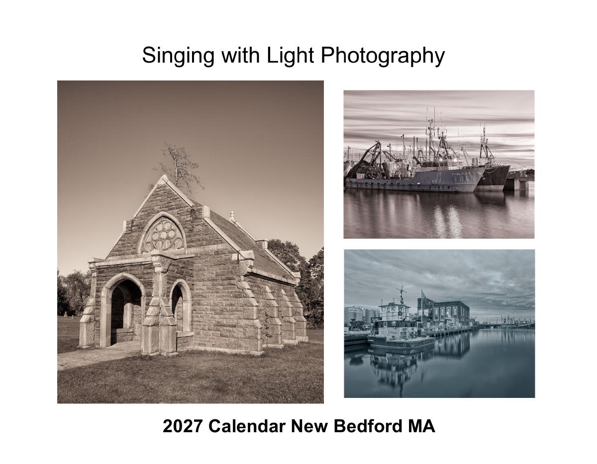 New Bedford MA 2027 Calendar Monochrome