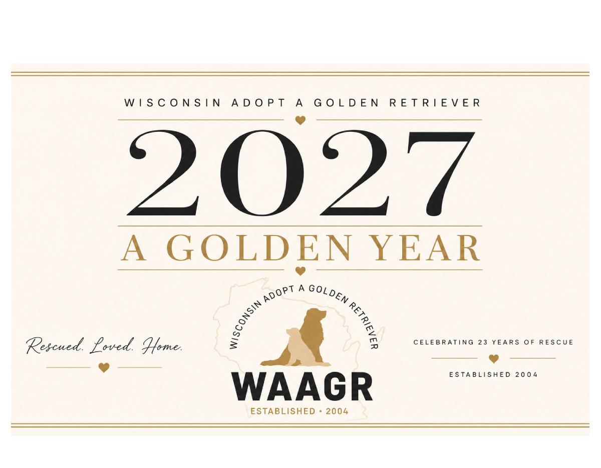 Wisconsin Adopt a Golden Retriever 2027 Calendar