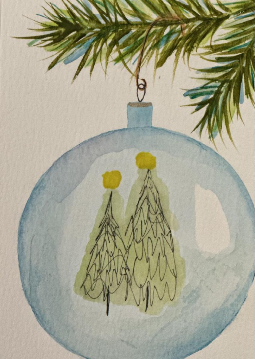 Blank Watercolor Christmas Ornament